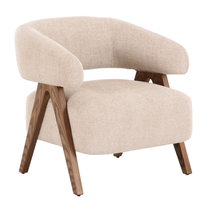 Brock - Mid-Century Modern Beige Fabric + Ash Accent Chair