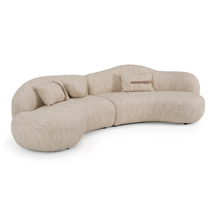 Spiro - Modern Beige Fabric Curved Sectional Sofa
