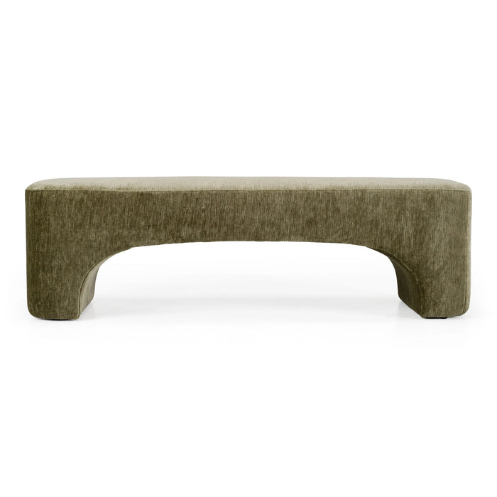 Siegal - Modern Olive Green Fabric Bench