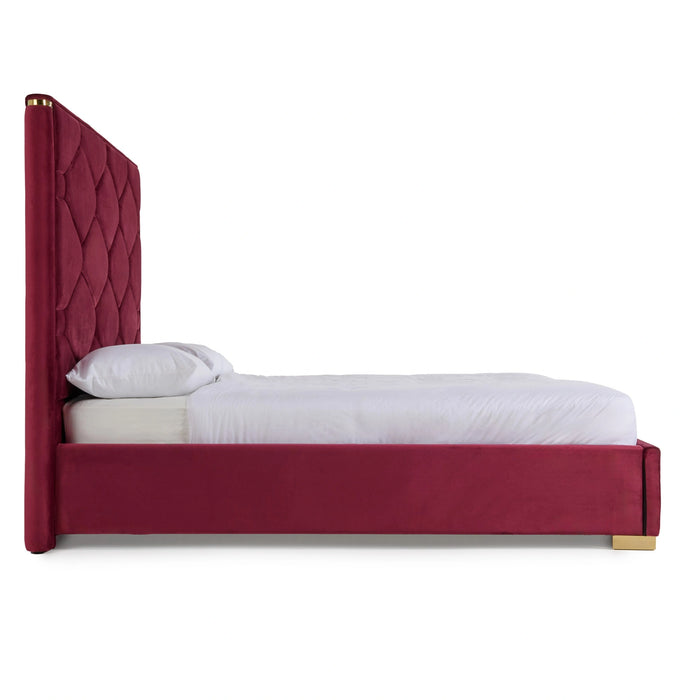 Janet - Modern Red Velvet + Gold Bed