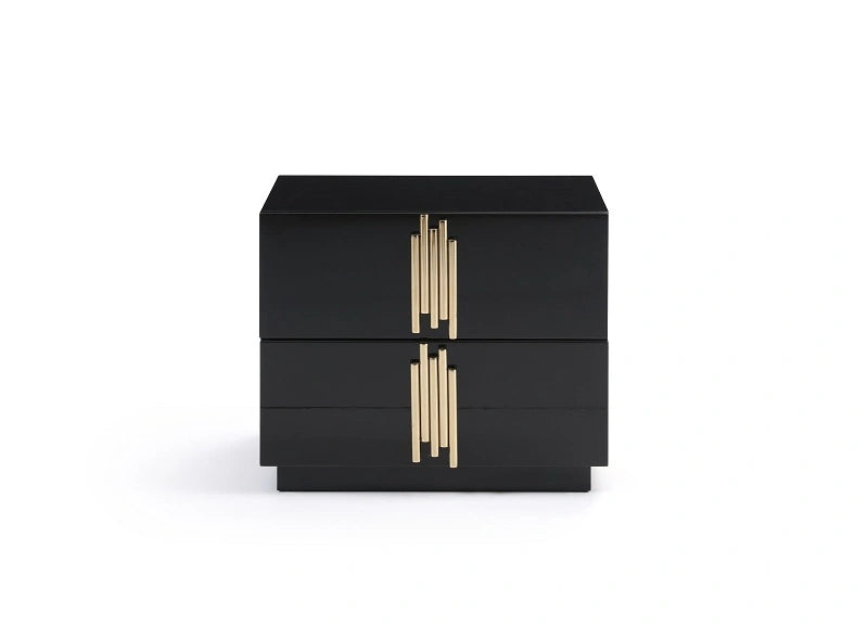 Token - Modern Black + Gold Bed + Nightstands