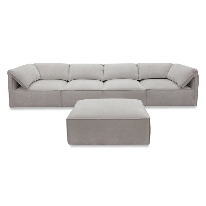 Gene - Modern Light Grey Fabric Modular Sectional Sofa-5-Piece Sectional