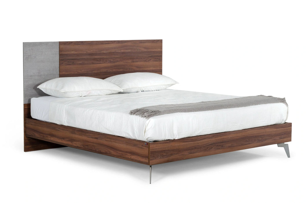 Palermo - Italian Modern Faux Concrete & Walnut Bedroom Set