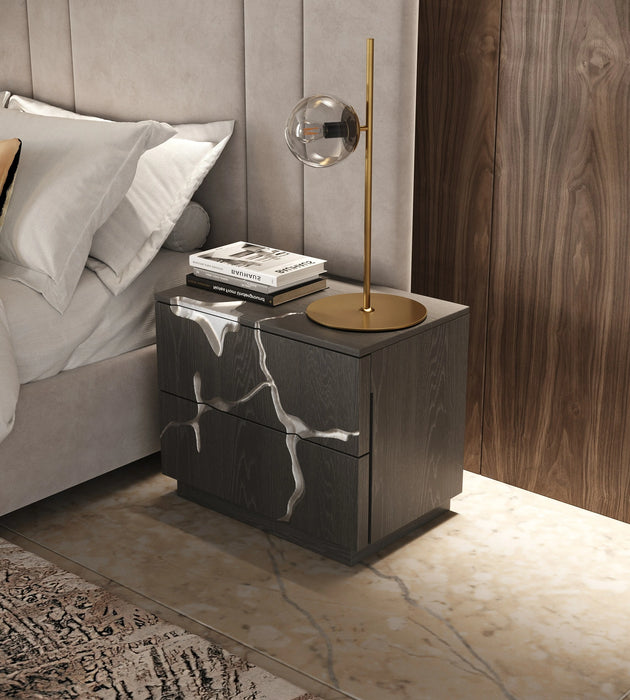 Penelope + Aspen - Modern Beige Velvet + Brown Ash Bedroom Set
