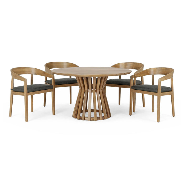 Sintra - Outdoor Grey + Eucalyptus Round Dining Table Set
