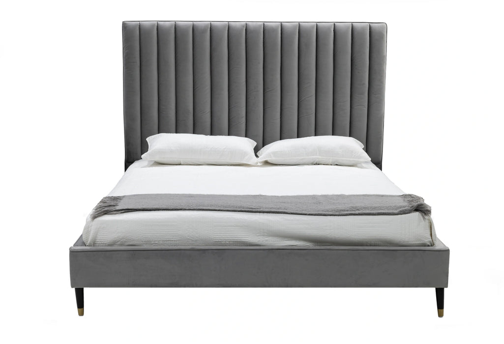 Hemlock - Modern Grey Velvet Bed