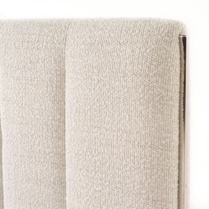 Valhalla + Lorenzo - Modern White Fabric + Light Oak 4-Piece Bedroom Set
