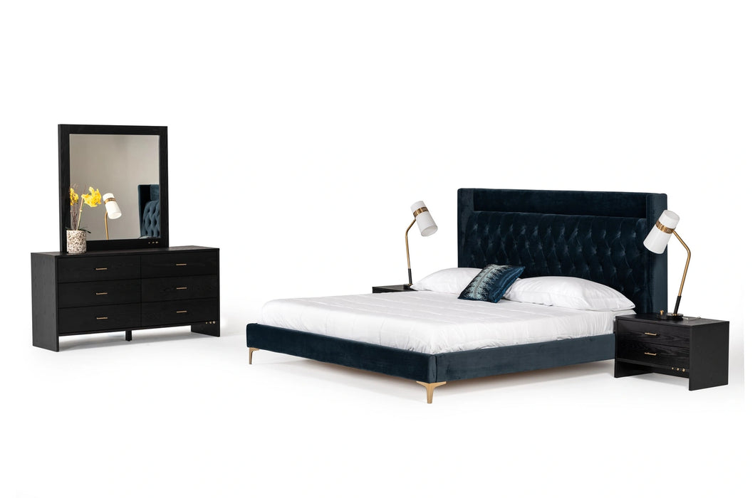 Wales Modern Blue Fabric Bed