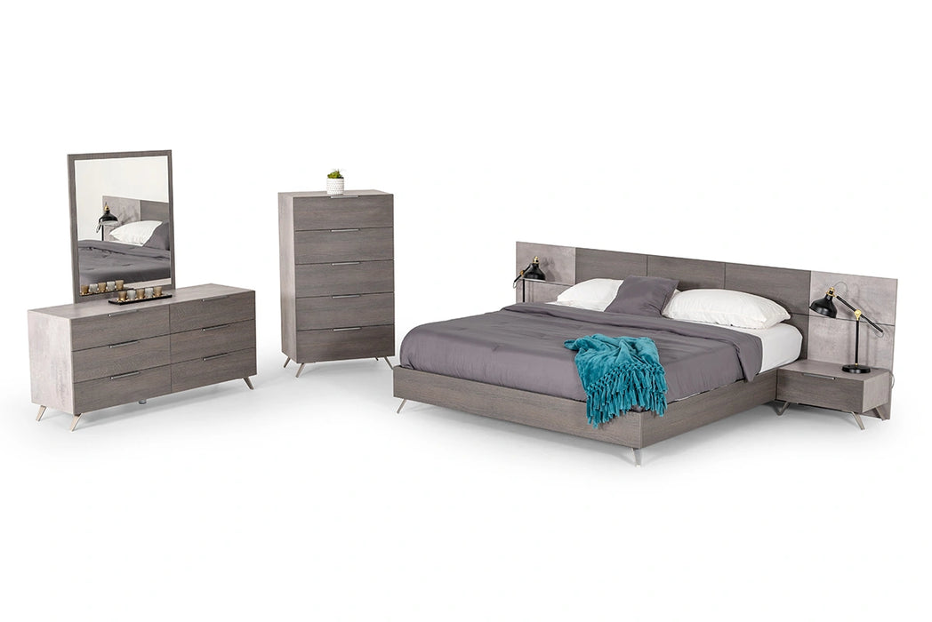Bronx Italian Modern Faux Concrete & Grey 4-Piece Bedroom Set