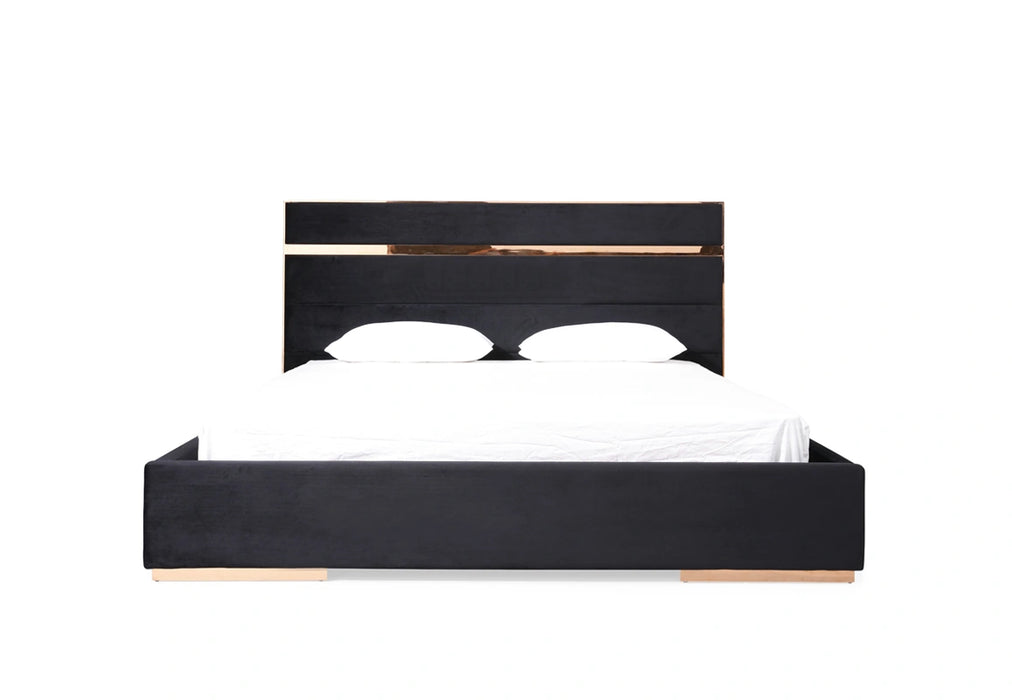 Cartier Modern Black & Rosegold Bedroom Set