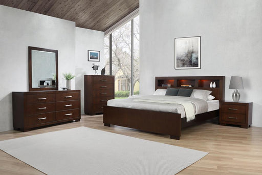 Jessica 4-Piece Queen Bedroom Set with Bookcase Headboard Cappuccino image