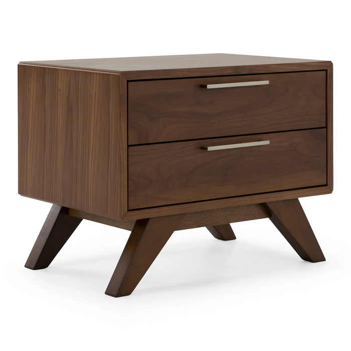 Addison +Soria - Mid-Century Modern Grey Fabric + Walnut 4-Piece Bedroom Set