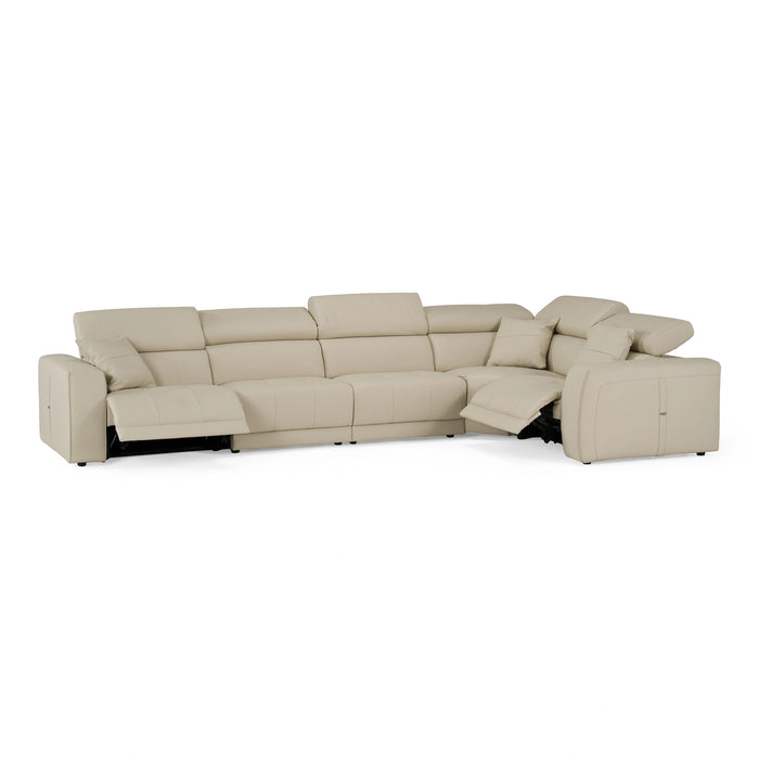 Dalton - Modern Italian Oyster Leather Sectional + 2 Recliners