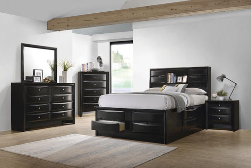 Briana California King 4PC Storage Bedroom Set with Bookcase Headboard Black image