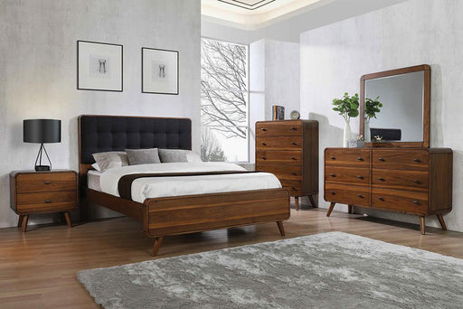 Robyn 5-Piece Eastern King Bedroom Set with Upholstered Tufted Headboard Dark Walnut image