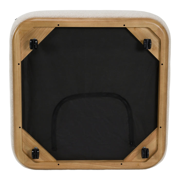 Evans - Contemporary Off-White Fabric Ottoman