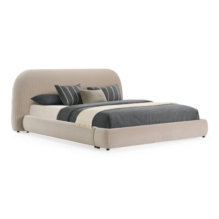 Hortman - Modern Beige Velvet Bed
