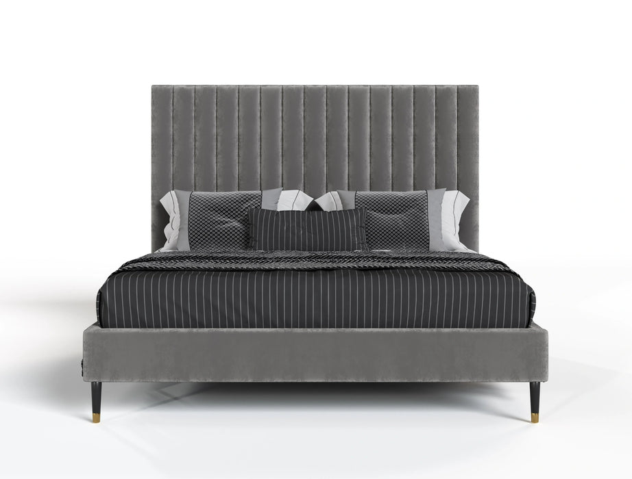 Hemlock - Modern Grey Velvet Bed