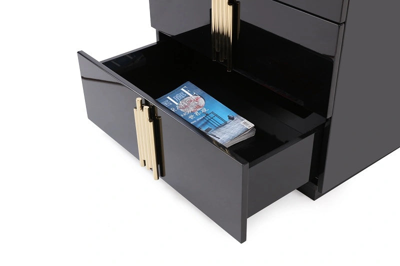 Token - Modern Black + Gold Bed + Nightstands
