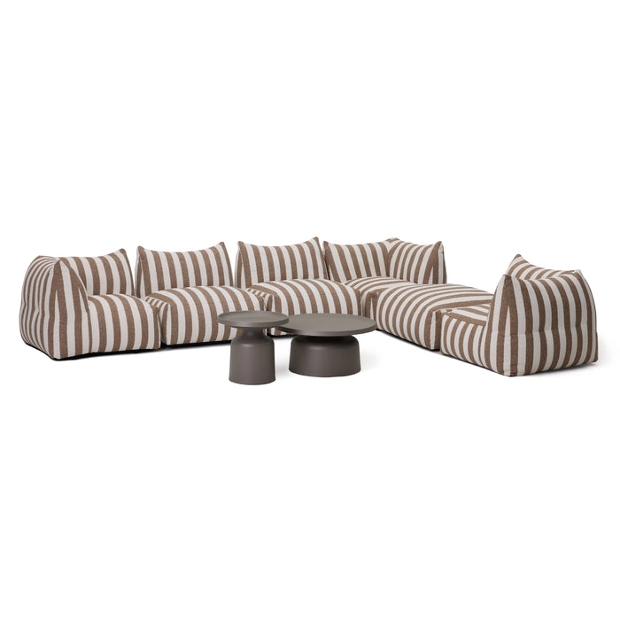 Lanuza - Outdoor Brown + White Stripe Fabric 8-Piece Modular Sectional Sofa Set