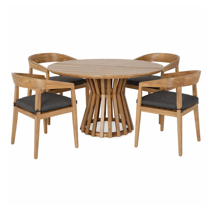 Sintra - Outdoor Grey + Eucalyptus Round Dining Table Set