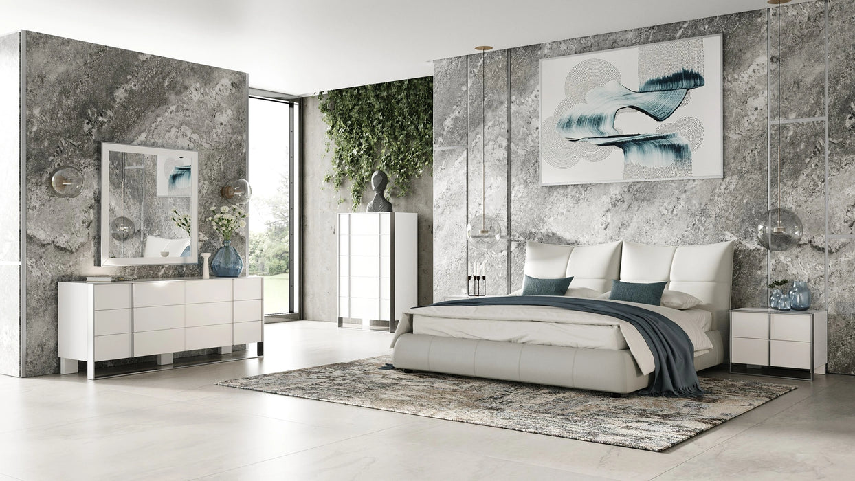 Patrick - Modern Light Grey Leather Bed