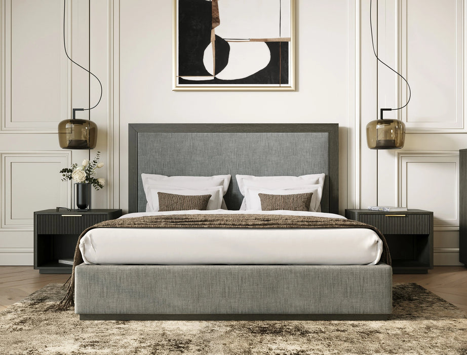 Santa Barbara + Santa Monica - Modern Grey Fabric + Grey Wash Bedroom Set