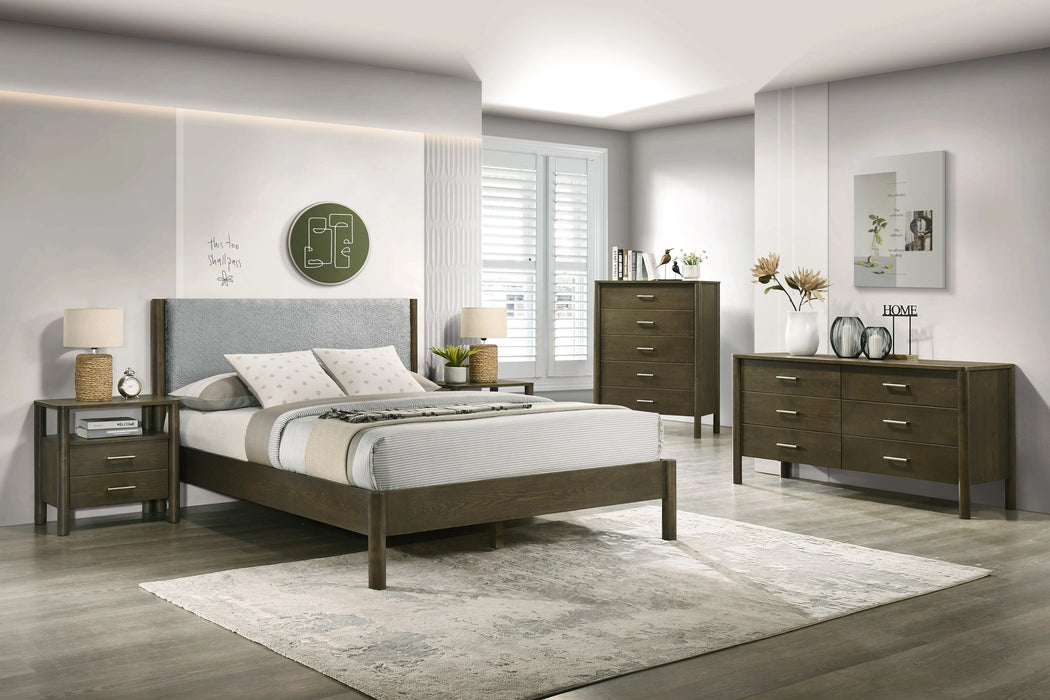 Carolina - Modern Grey Fabric + Wenge Bed