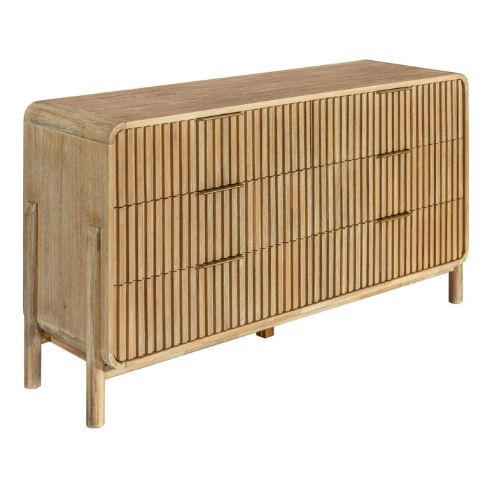 Liam + Mikala - Modern Ivory Fabric + Natural Oak 4-Piece Bedroom Set