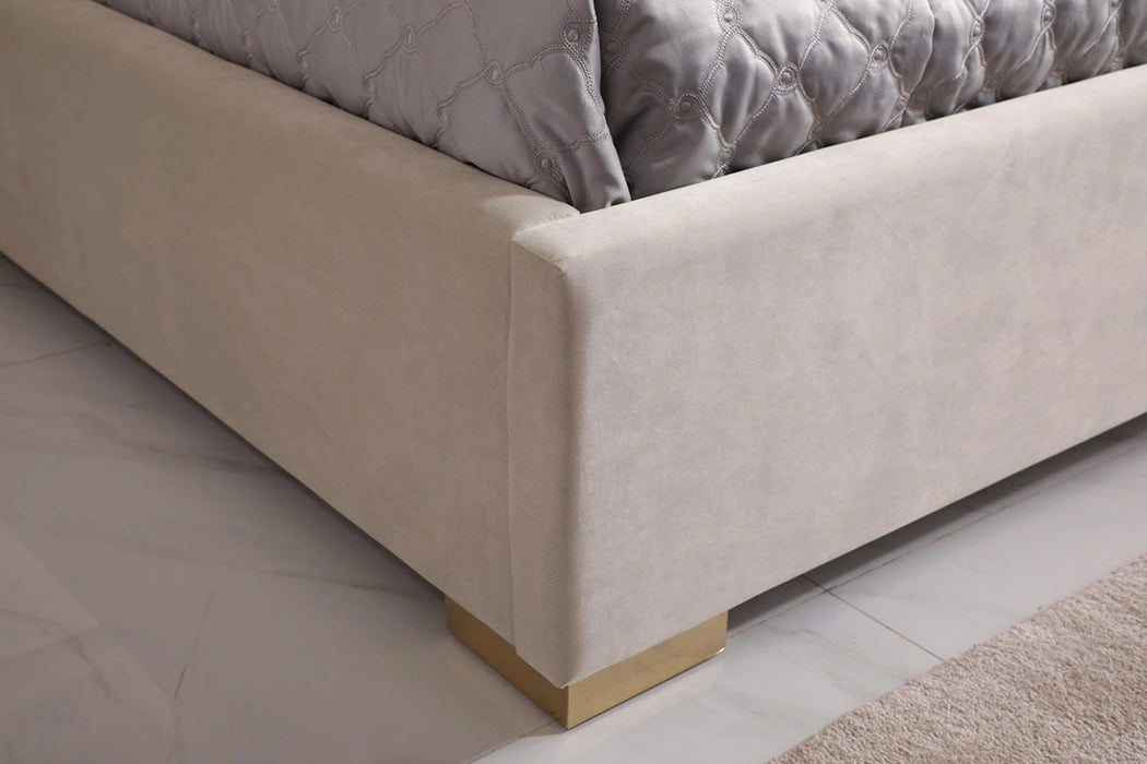 Corrico - Off White Velvet Modern Bed