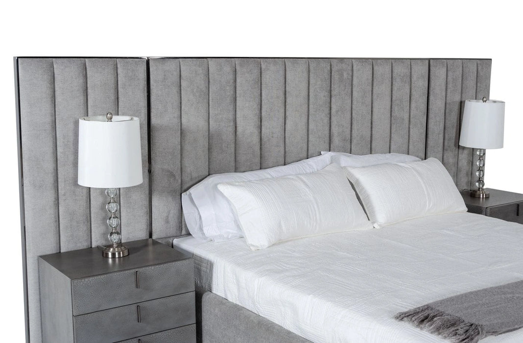 Buckley - Grey & Black Stainless Steel Bedroom Set