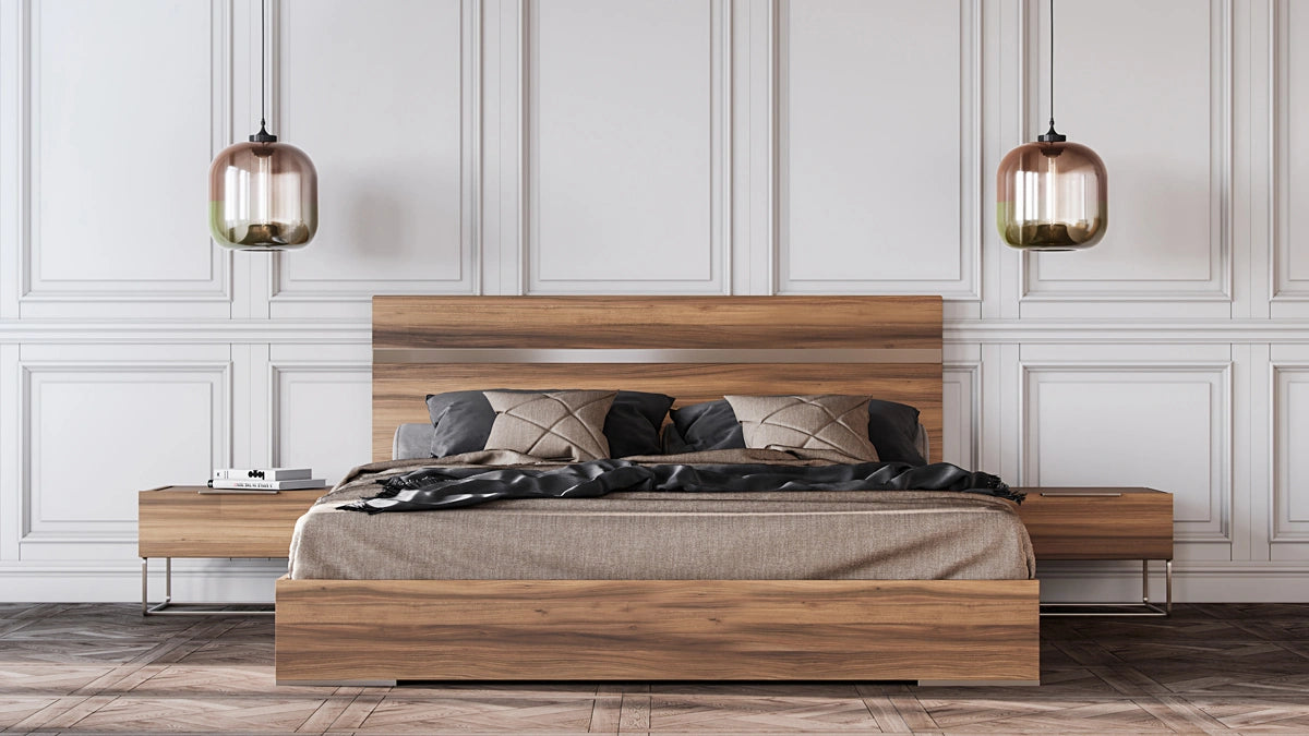 Lorenzo Italian Modern Light Oak Bed