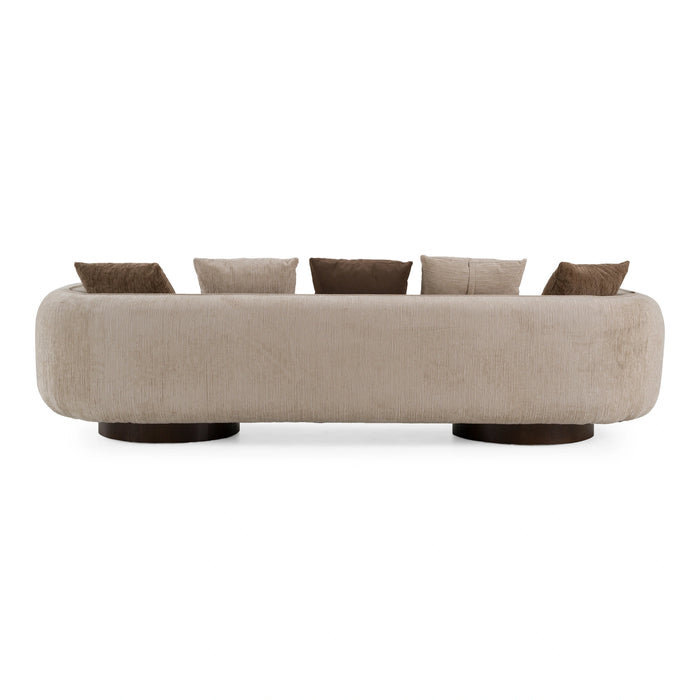 Kiran - Modern Beige + Brown Fabric Sofa