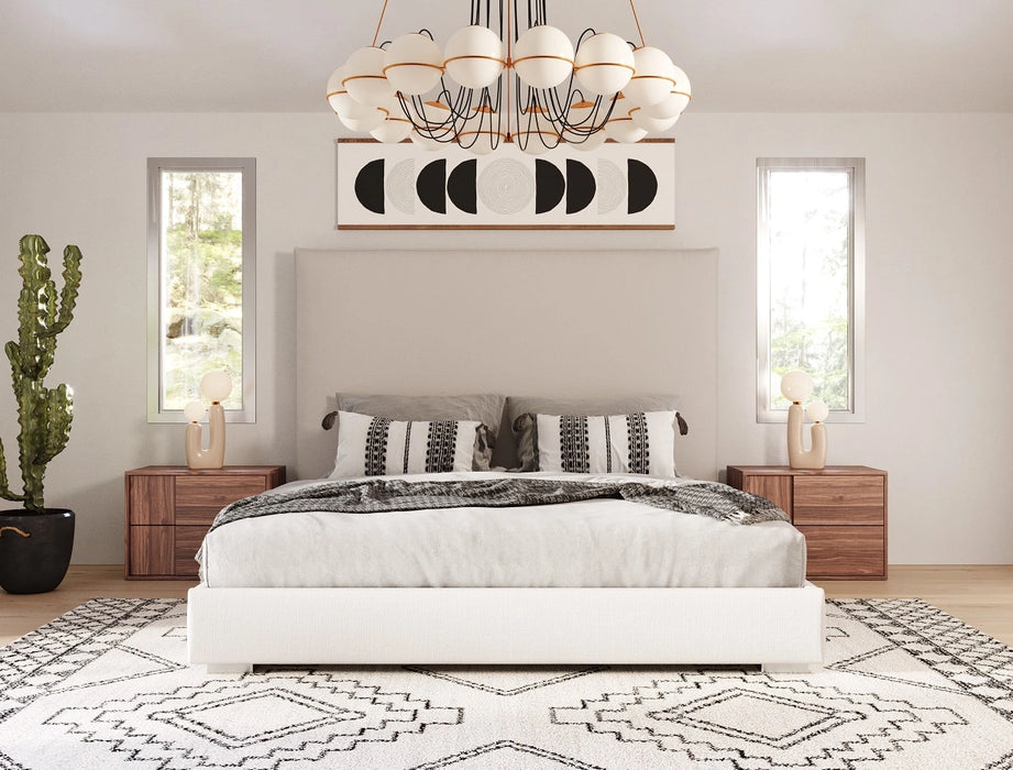 Sogno - Italian Modern Beige Fabric High Headboard Bed
