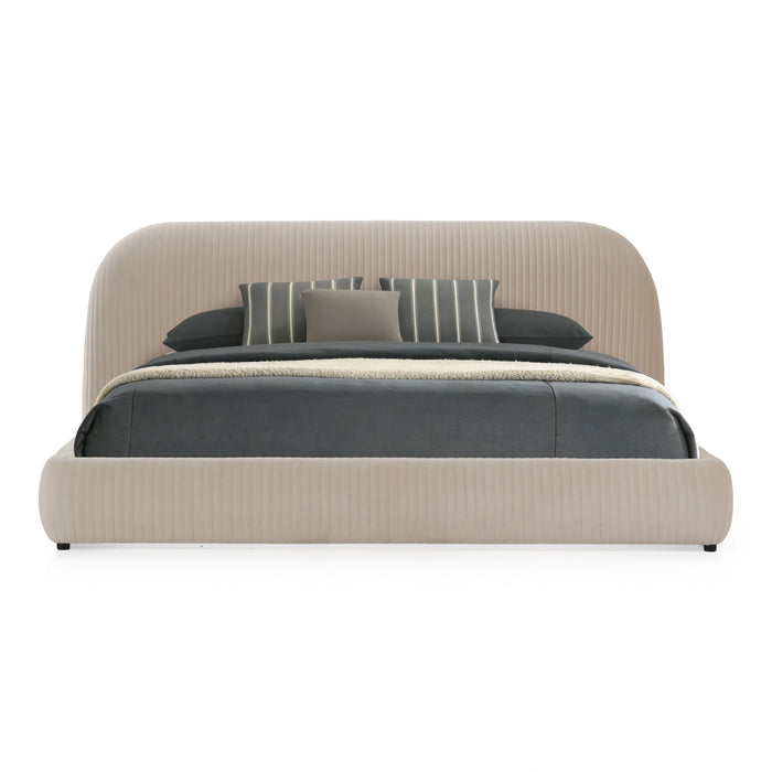 Hortman - Modern Beige Velvet Bed