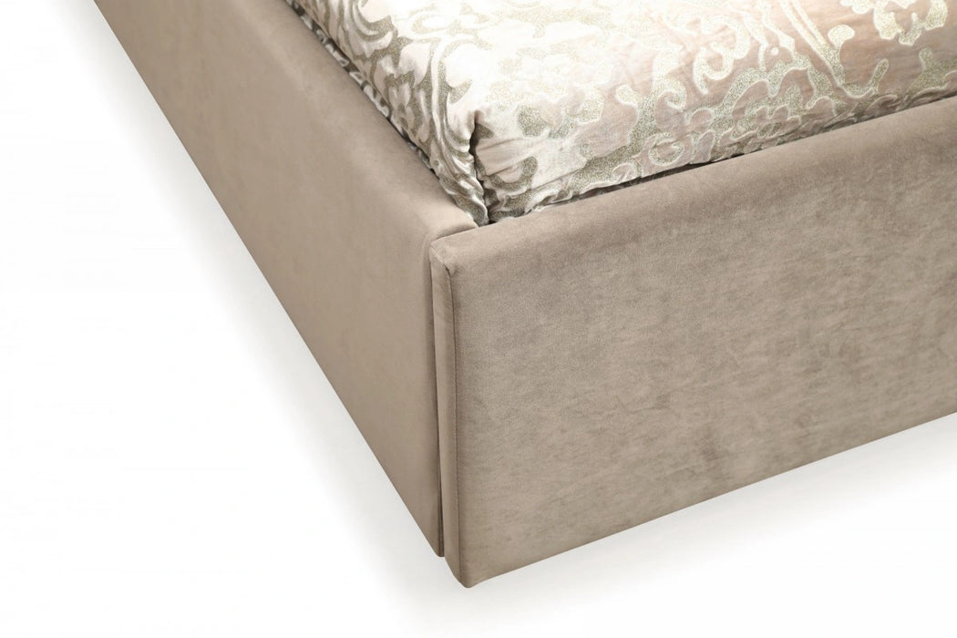 Moontide - Glam Beige Velvet and Brushed Brass Bed
