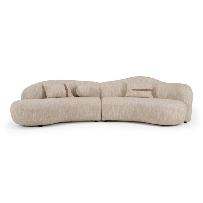 Spiro - Modern Beige Fabric Curved Sectional Sofa
