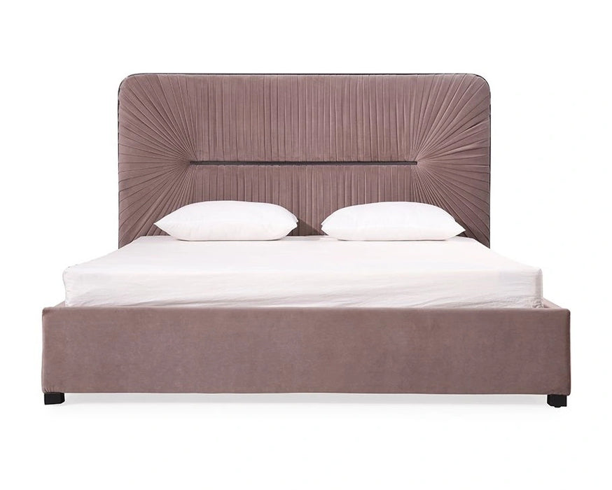 Duke Modern Grey Velvet & Black Gun Chrome Bed