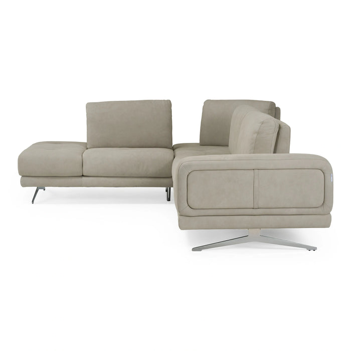 Mood - Italian Light Grey Leather Left Facing Sectional Sofa
