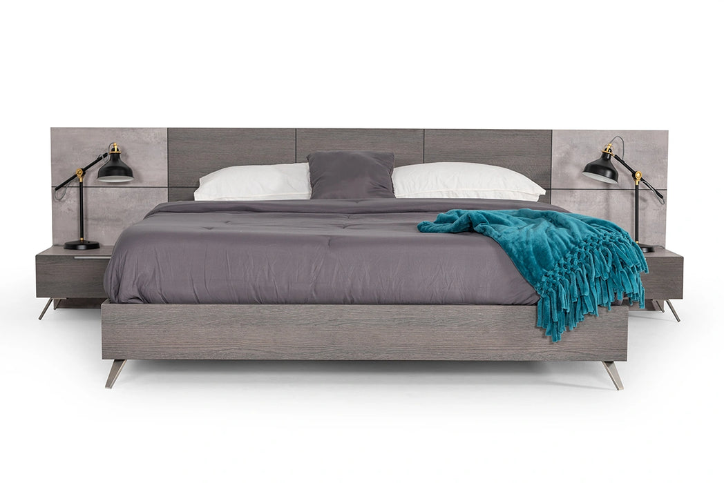 Bronx Italian Modern Faux Concrete & Grey Bed