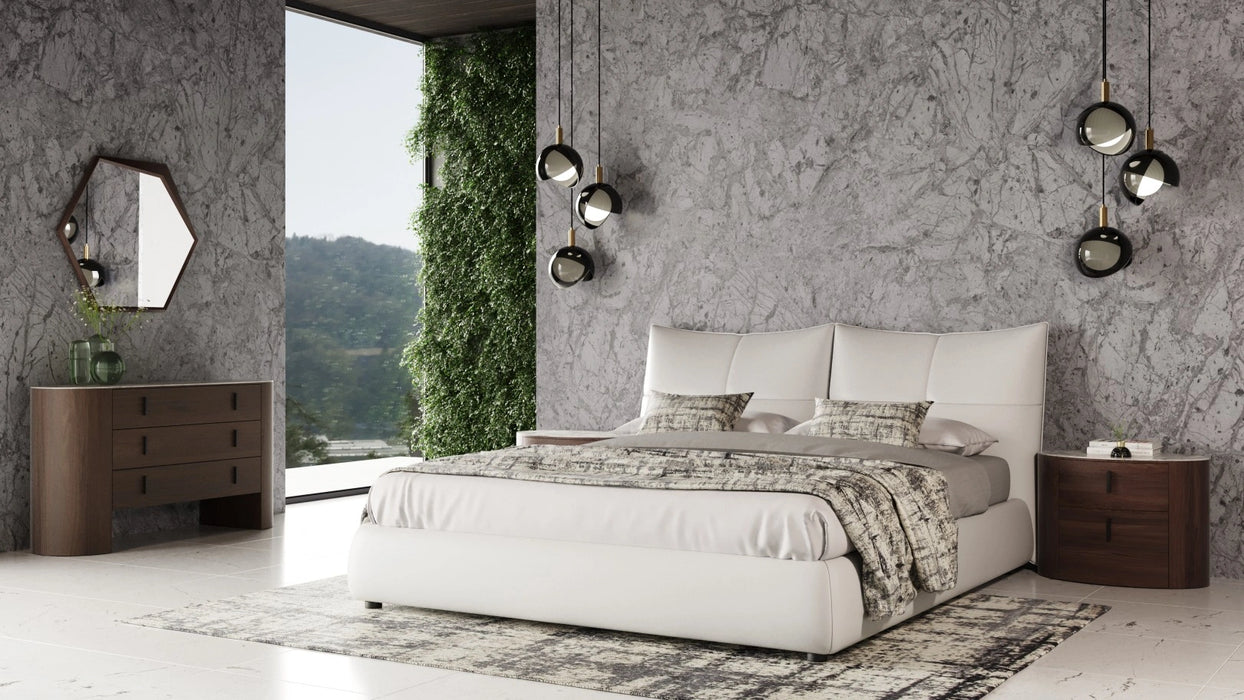 Patrick - Modern White Leather Bed