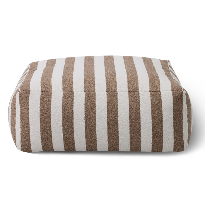 Lanuza - Outdoor Brown + White Stripe Fabric Ottoman