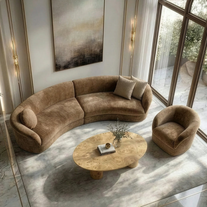 Sheth - Modern Brown Fabric Accent Chair