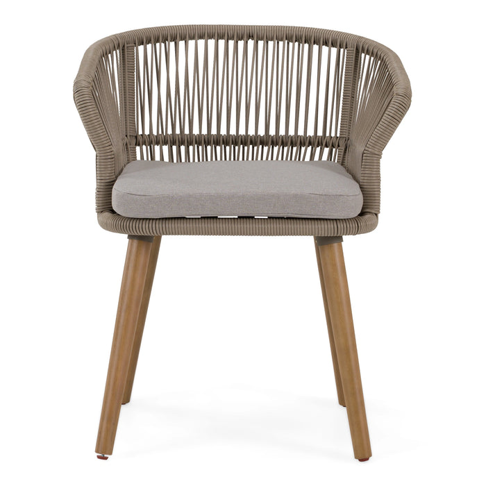 Cascais - Outdoor Light Grey Fabric + Eucalyptus Dining Chair (Set of 2)