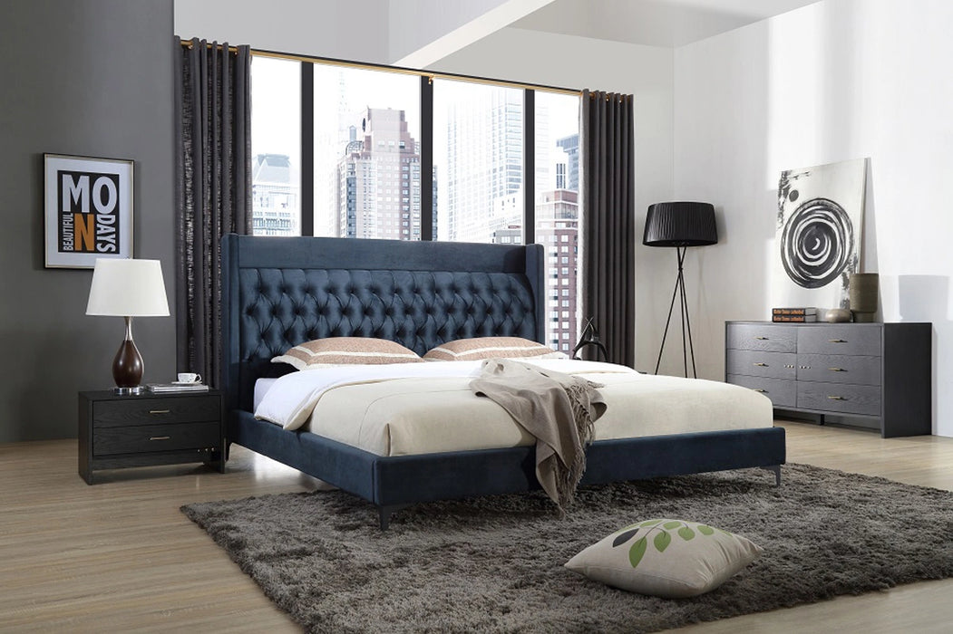 Wales Modern Blue Fabric Bed