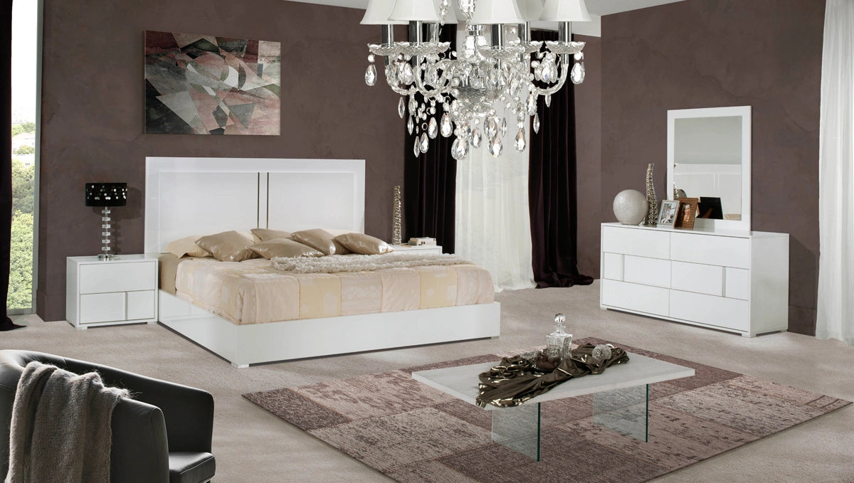 Nicla Italian Modern White Bed