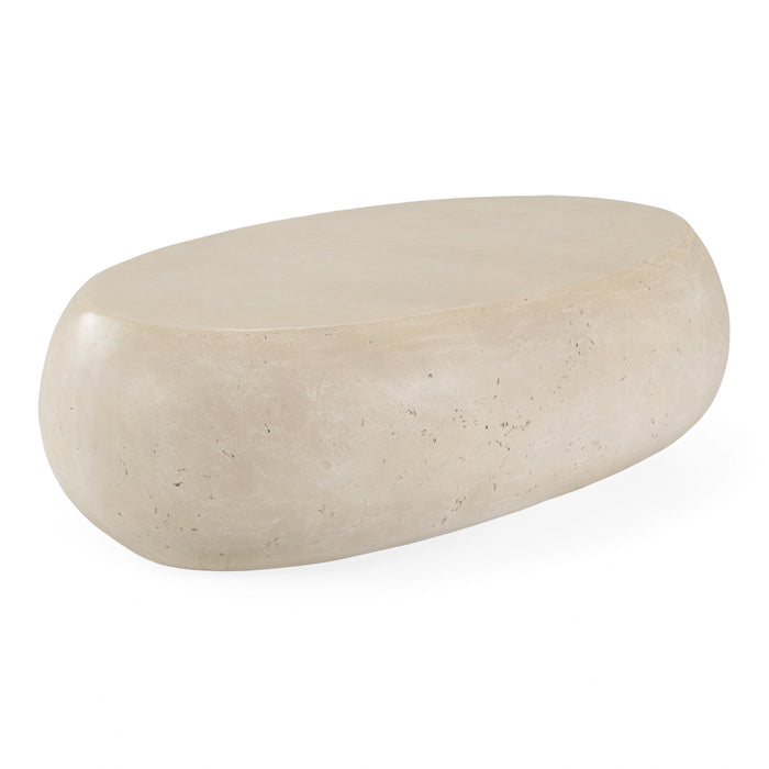Denny - Modern Beige Fiberform Large Oval Coffee Table