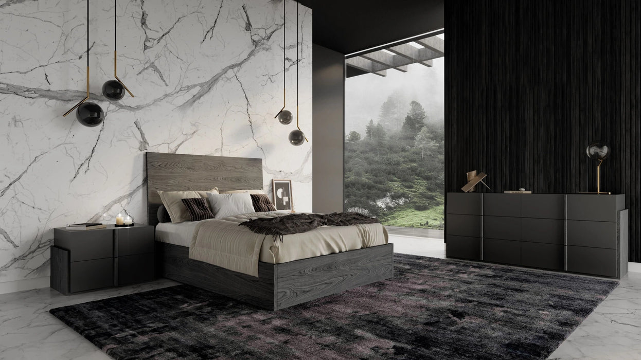 Lucia - Italian Modern Matte Grey + Elm Grey 4-Piece Bedroom Set