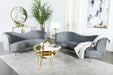 Sophia 2-piece Upholstered Living Room Set with Camel Back Grey and Gold image