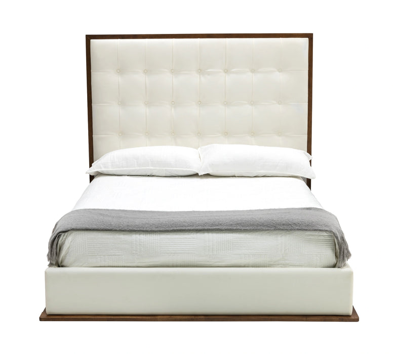 Amberlie - White Vegan Leather & Walnut Bed